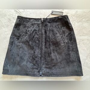 Blank NYC Black Suede Zip Front Mini Skirt